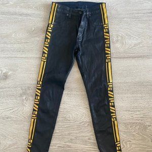 NWT LF THE BRAND Black Wax Jeans Yellow Tape High